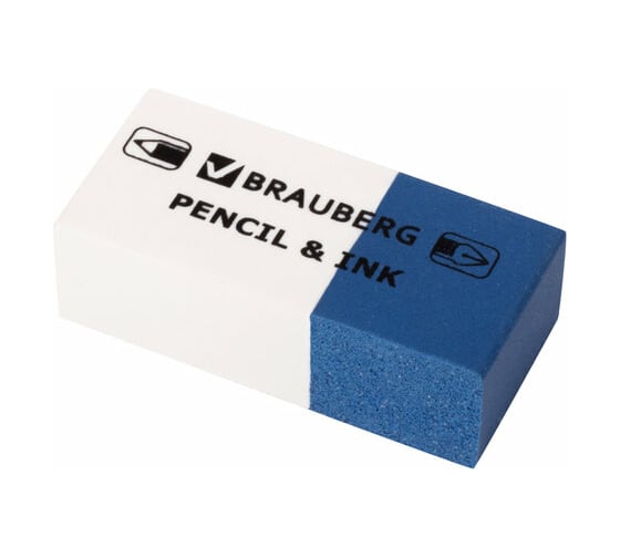 Ластик 36 шт в упаковке BRAUBERG "PENCIL INK" 39*18*12мм для ручки и карандаша бело-синий  229578 1