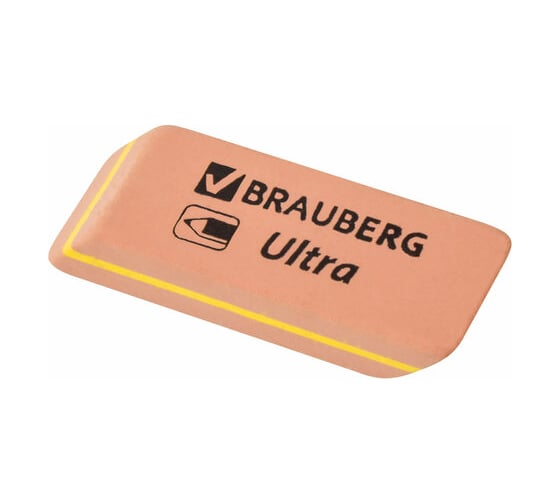 Ластик 80 шт в упаковке BRAUBERG "Ultra" 41х14х8мм оранжевый натуральный каучук  228705