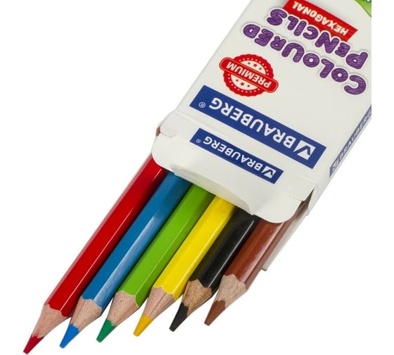 Карандаши цветные 24 шт в упаковке BRAUBERG PREMIUM 6 цветов шестигранные грифель мягкий 33 мм  181655
