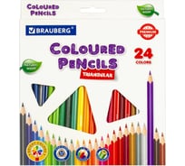 Цветные карандаши BRAUBERG PREMIUM, 24 цвета, трехгранные, грифель мягкий 3,3 мм 181653