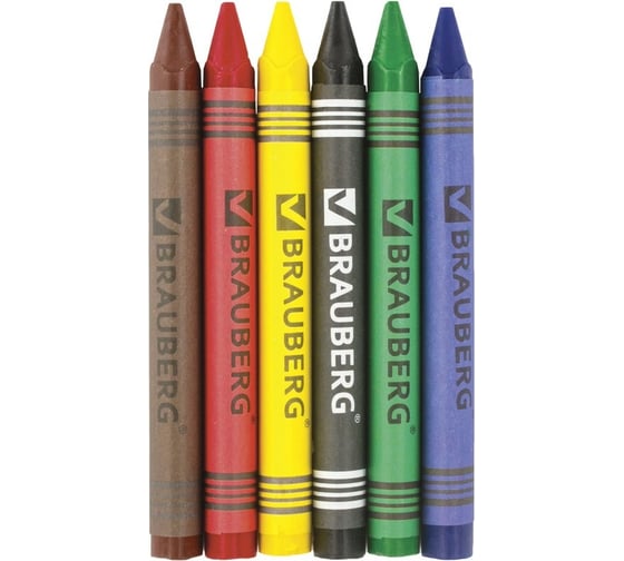 Восковые карандаши 48 шт в упаковке BRAUBERG "АКАДЕМИЯ" НАБОР 6 цв.  227282