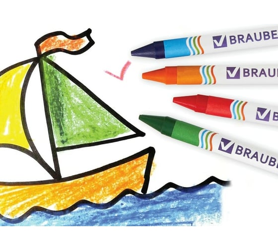 Восковые карандаши 48 шт в упаковке BRAUBERG /ПИФАГОР 6 цв.  222961