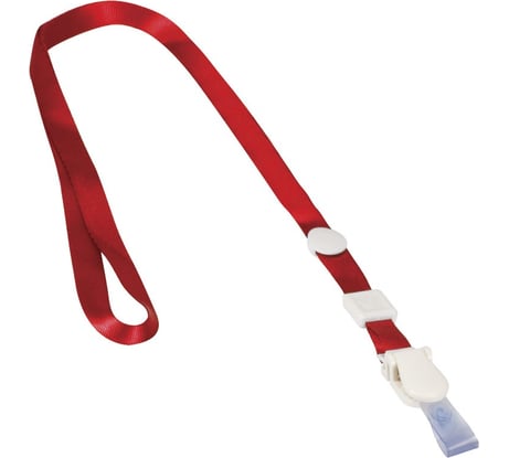 Лента для бейджей 10 шт в упаковке BRAUBERG 45 см съемный пластиковый клип-замок с петелькой КРАСНАЯ  235730