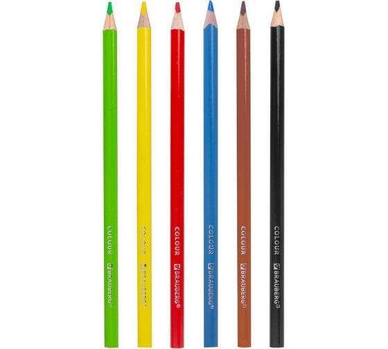Карандаши цветные 24 шт в упаковке BRAUBERG PREMIUM 6 цветов трехгранные грифель мягкий 3,3 мм  181650