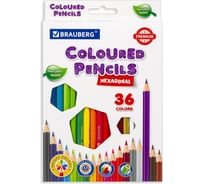Цветные карандаши BRAUBERG PREMIUM 36 цветов, шестигранные, грифель мягкий 3,3 мм 181659