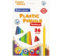 Цветные карандаши BRAUBERG PREMIUM пластиковые, 36 цветов, трехгранные, грифель мягкий 3 мм 181664