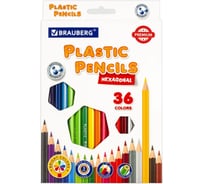 Цветные карандаши BRAUBERG PREMIUM пластиковые, 36 цветов, шестигранные, грифель мягкий 3 мм 181669
