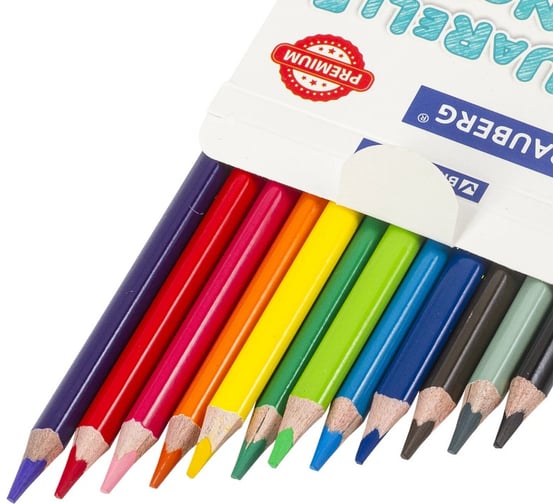Цветные карандаши BRAUBERG PREMIUM AQUARELLE акварельные, 12 цветов, грифель мягкий 4 мм 181671