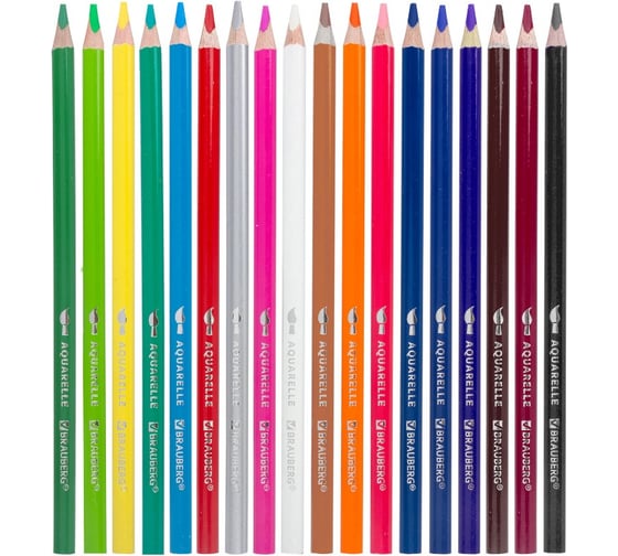 Цветные карандаши BRAUBERG PREMIUM AQUARELLE акварельные 18 цветов, грифель мягкий 4 мм 181672