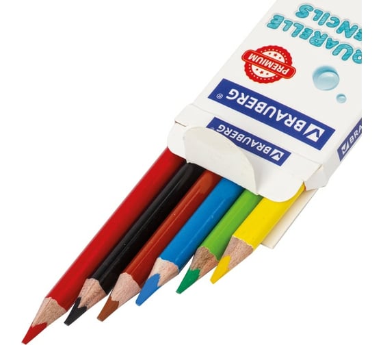 Карандаши цветные 24 шт в упаковке BRAUBERG акварельные PREMIUM AQUARELLE 6 цветов грифель мягкий 4 мм  181670