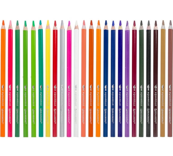Цветные карандаши BRAUBERG PREMIUM AQUARELLE акварельные, 24 цвета, грифель мягкий 4 мм 181673