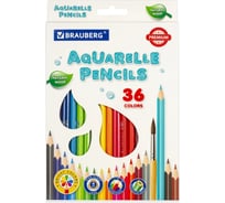 Цветные карандаши BRAUBERG PREMIUM AQUARELLE акварельные, 36 цветов, грифель мягкий 4 мм 181674