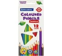 Карандаши цветные 12 шт в упаковке BRAUBERG PREMIUM 12 цветов трехгранные грифель мягкий 33 мм  181651