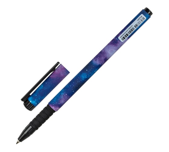Ручка шариковая BRAUBERG Soft Touch Grip Space, синяя, мягкое покрытие, узел 0,7 мм 143714