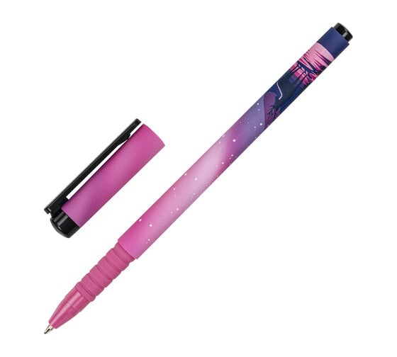 Ручка шариковая BRAUBERG Soft Touch Grip Stars, синяя, мягкое покрытие, узел 0,7 мм 143715