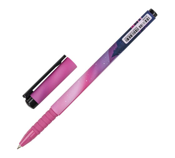 Ручка шариковая BRAUBERG Soft Touch Grip Stars, синяя, мягкое покрытие, узел 0,7 мм 143715