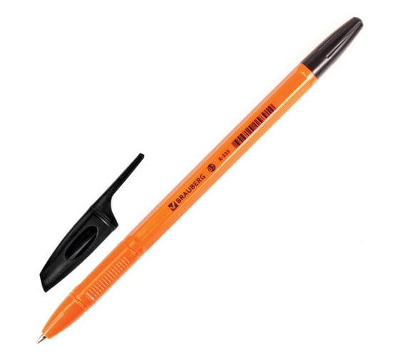 Ручка шариковая BRAUBERG X-333 Orange, черная, корпус оранжевый, узел 0,7 мм, линия письма 0,35 мм 142410 1