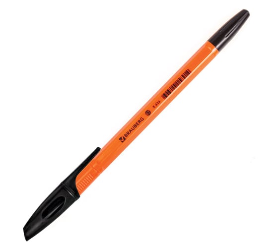 Ручка шариковая BRAUBERG X-333 Orange, черная, корпус оранжевый, узел 0,7 мм, линия письма 0,35 мм 142410