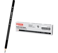 Карандаш чернографитный 12 шт в упаковке BRAUBERG BlackWhite HB трехгранный без резинки заточен 181297