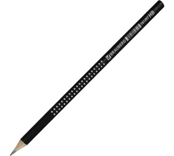 Карандаш чернографитный 12 шт в упаковке BRAUBERG BlackWhite HB трехгранный без резинки заточен 181297 1