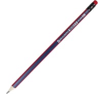 Карандаш чернографитный BRAUBERG Stripes HB трехгранный с резинкой синий/красный 181294