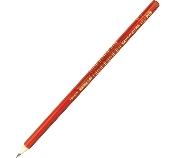Карандаш чернографитный 12 шт в упаковке BRAUBERG Orient HB без резинки корпус оранжевый 181296