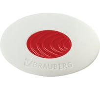 Ластик BRAUBERG Oval Pro, 40x26x8 мм, овальный, красный пластиковый держатель, 229560