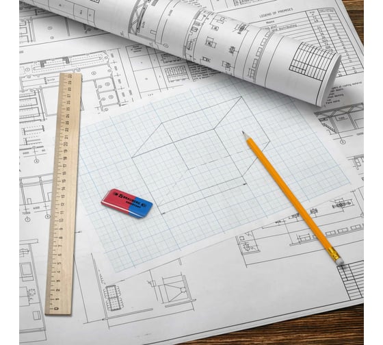 Ластик BRAUBERG Assistant 80, 41x14x8 мм, красно-синий, прямоугольный, скошенные края, 221034
