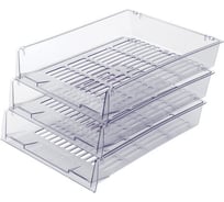 Горизонтальные лотки для бумаг BRAUBERG КОМПЛЕКТ 3 шт 340х270х70 мм прозрачный Office 237258