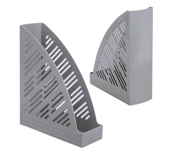 Вертикальный лоток для бумаг BRAUBERG Standard+ 250х90х300 мм серый 237225