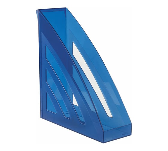 Вертикальный лоток для бумаг BRAUBERG Office style 245х90х285 мм тонированный синий 237282 1
