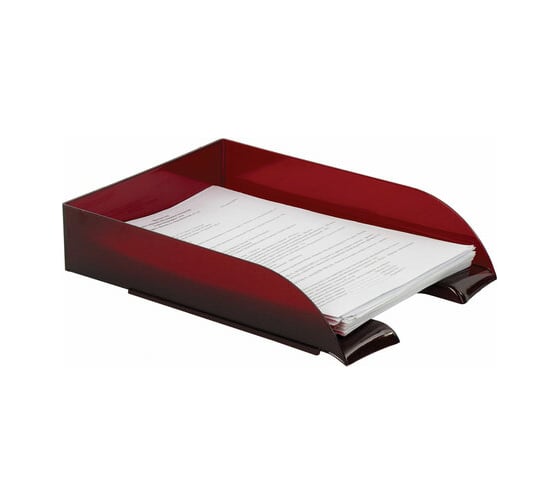 Горизонтальный лоток для бумаг BRAUBERG Office style 320х245х65 мм тонированный красный 237291
