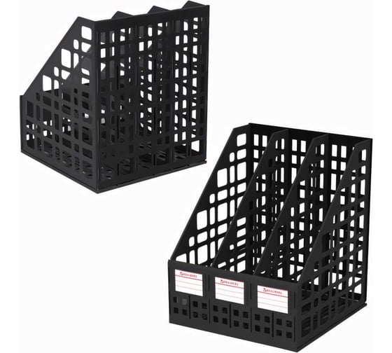 Вертикальный лоток для бумаг BRAUBERG MAXI Plus 240 мм 3 отделения, сетчатый, сборный, черный 237013