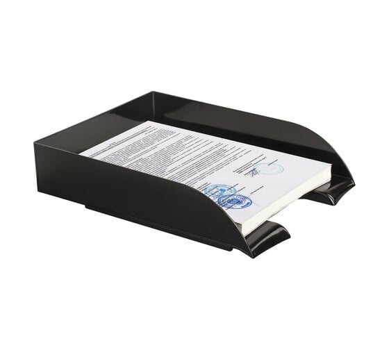 Горизонтальный лоток для бумаг BRAUBERG Office style 320х245х65 мм черный 237286
