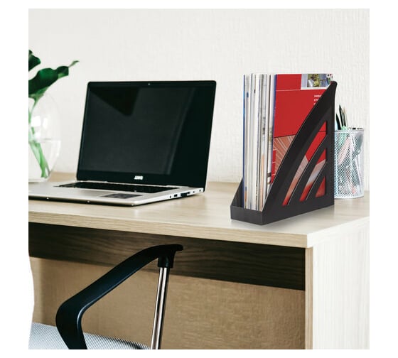 Вертикальный лоток для бумаг BRAUBERG Office style 245х90х285 мм черный 237278