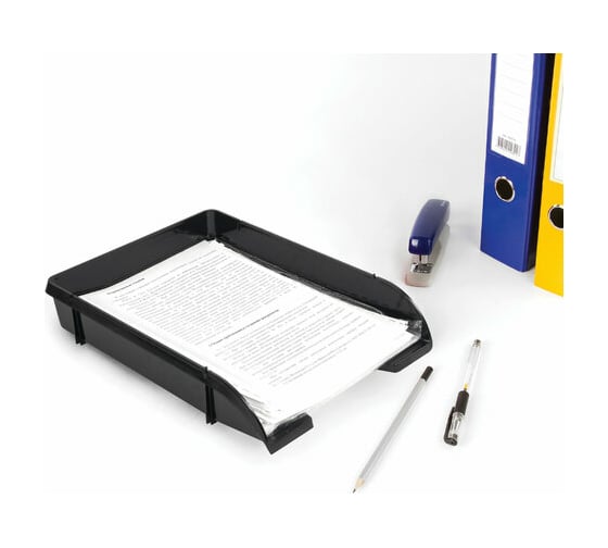 Горизонтальный лоток для бумаг BRAUBERG Classic 330х240х62 мм черный 237285