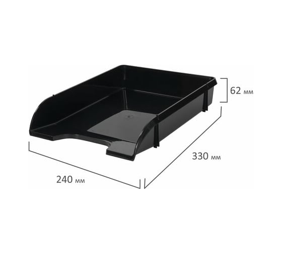 Горизонтальный лоток для бумаг BRAUBERG Classic 330х240х62 мм черный 237285