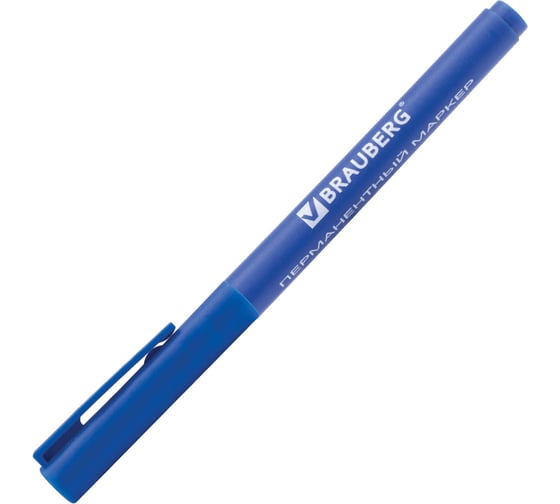 Маркер BRAUBERG перманентный нестираемый CLASSICLine СИНИЙ корпус тонкий, наконечник 1 мм 150297