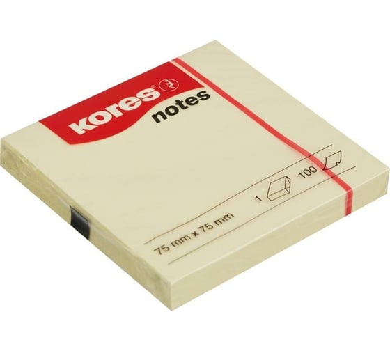 Бумажный блок-кубик 12 шт в упаковке Kores для заметок 75х75 желтая 100л. 46075 56396