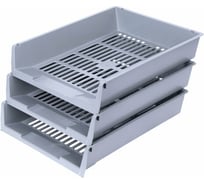 Горизонтальные лотки для бумаг BRAUBERG КОМПЛЕКТ 3 шт 340х270х70 мм серый Office 237256