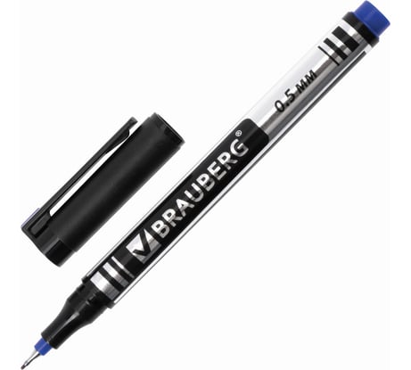 Маркер 12 шт в упаковке BRAUBERG перманентный нестираемый "Jet" СИНИЙ супертонкий метал. наконечник 05мм 150508