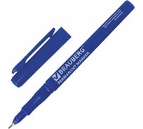 Маркер 12 шт в упаковке BRAUBERG перманентный "Super Slim" СИНИЙ тонкий металлический наконечник 08 мм  151633