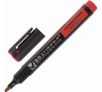Маркер 12 шт в упаковке BRAUBERG перманентный нестираемый "Energy" КРАСНЫЙ круглый наконечник 3ммс клипом 150477