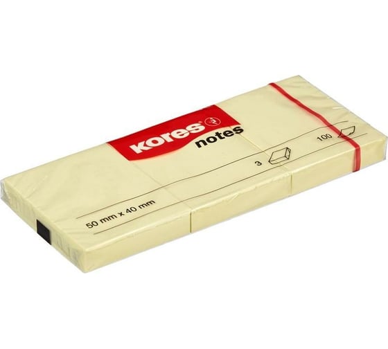 Бумажный блок-кубик Kores для заметок 50х40 желтая 100л. 3шт./уп. 46050 63470