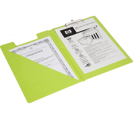Папка-планшет с зажимом и крышкой Attache Bright colours A4, лайм 1209649