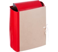 Архивная папка Attache крафт/бумвинил 12 см, 4 завязки, красная 54815