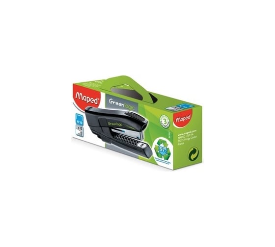 Степлер MAPED №10 Франция Greenlogic, до 15 листов, с антистеплером, черный, 224943