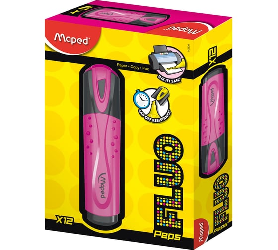 Текстовыделитель Maped Франция "Fluo Pep's Classic" РОЗОВЫЙ линия 1-5 мм  150767