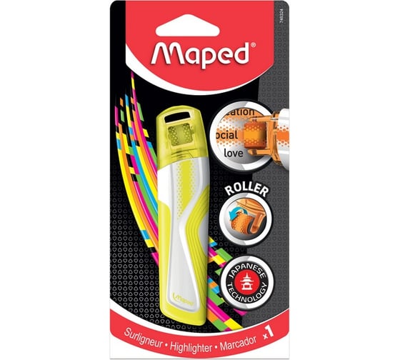 Текстовыделитель-роллер MAPED Fluo Pep's желтый, 5 мм 151670