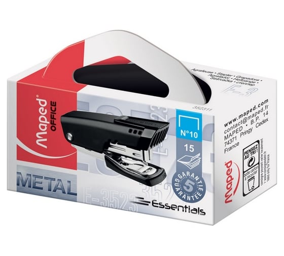 Степлер MAPED Essentials Metal МИНИ №10, до 15 листов, черный 227332